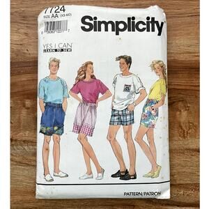 Vintage 1990s Simplicity 7724 Sewing Pattern Sz XS-M Mens Shorts & Top COMPLETE